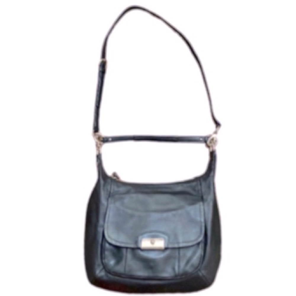 COACH Satchel Black Shoulder Hobo Crossbody Genuine Leather 13’XW17’XD4’…